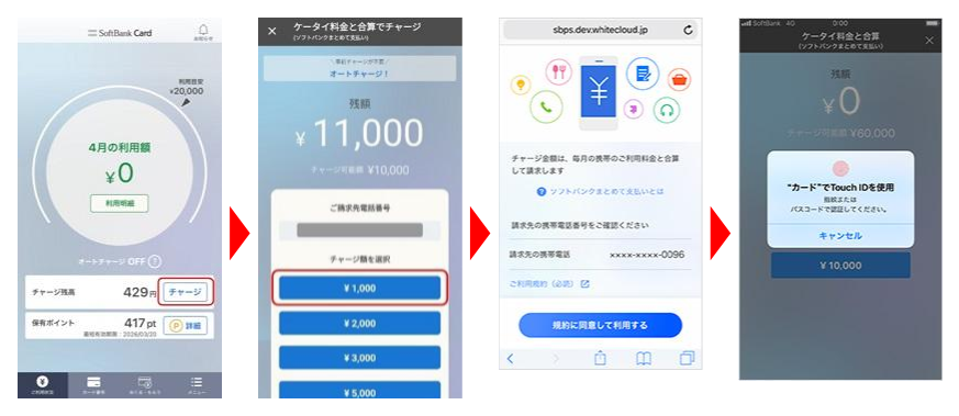 【GK】ケータイ料金と合算でチャージの手順のイラスト